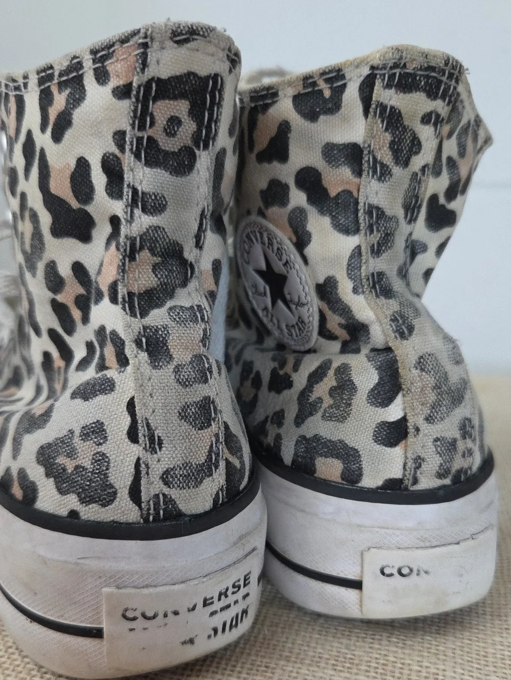 Converse Platform High Top Chuck Taylors in Leopard Print Black, Cream